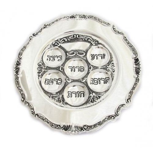 Round Silver Plated Passover Plate - Touching His Hem