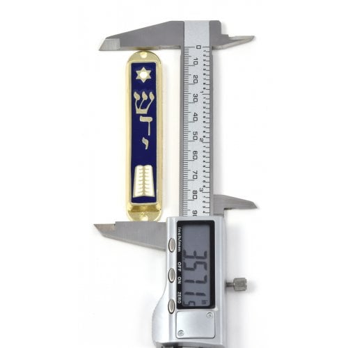 24K Gold Plated Mezuzah Case - 10 Commandments and Star of David - Touching His Hem