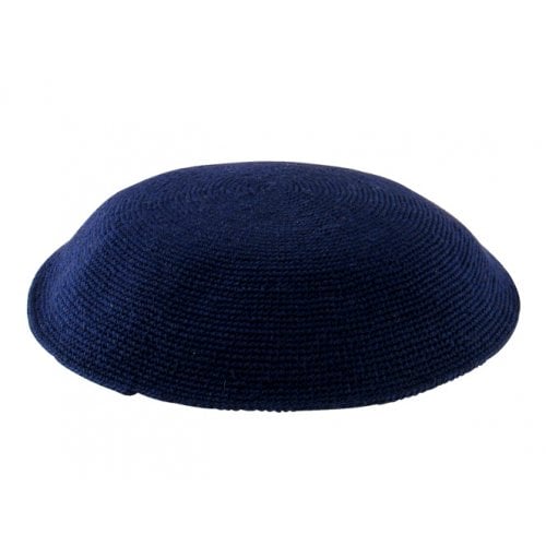 Dark Blue DMC knitted Kippah - Touching His Hem