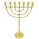 PRE-ORDER; Extra Large Jumbo 7 Branch Menorah - Gold Colored Brass 22 Inches - Touching His Hem