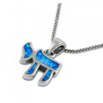 PRE-ORDER: Opal Stone with Chai Letters Sterling Silver Necklace Pendant - Touching His Hem