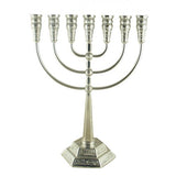 Jerusalem Silver Plated Seven Branch Menorah - Touching His Hem