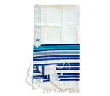Talitnia Beney Or Tallit - Sons of Light Modern Wool Prayer Shawl - Blue - Touching His Hem